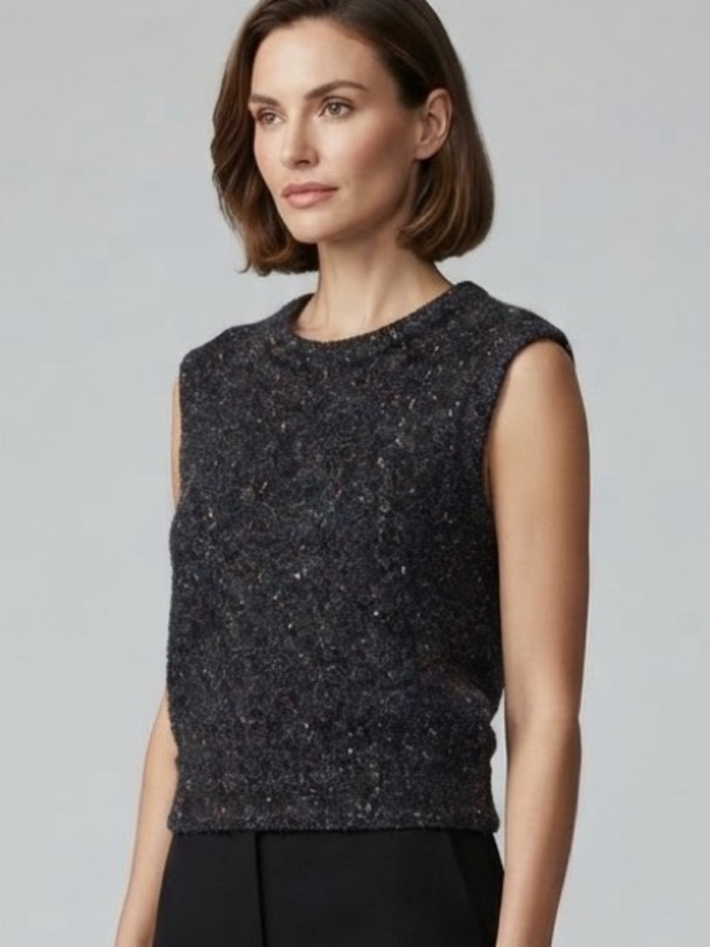 Julia Allert Navy Sparkle Sleeveless Top Sz XSmall